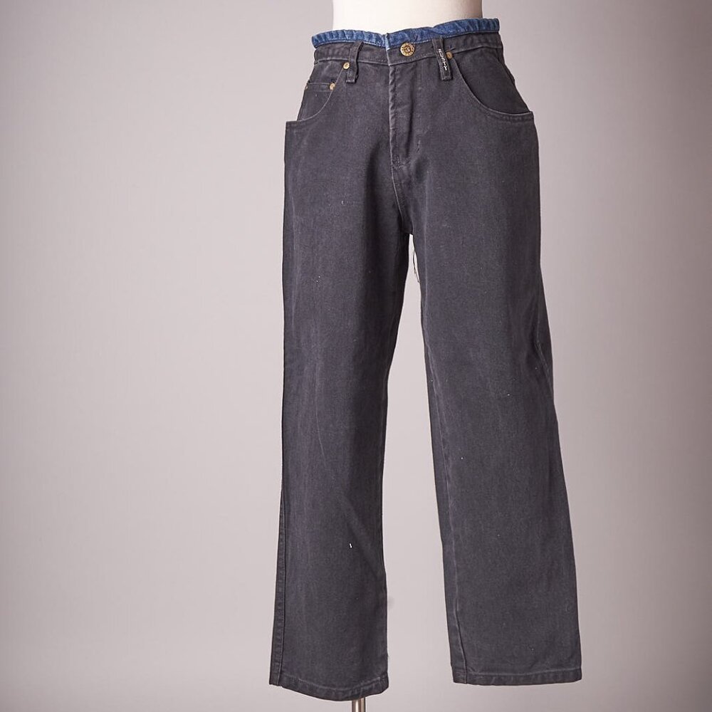 1990s Deadstock Rusty Black Jeans With Blue Trim